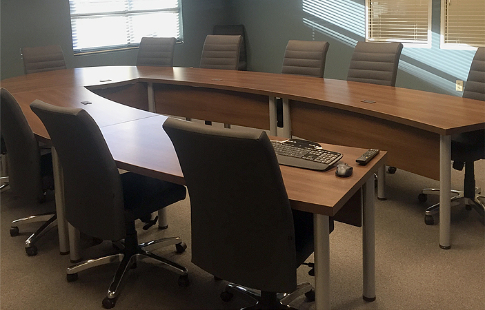 U Shaped Conference Table With Leather Conference Chairs